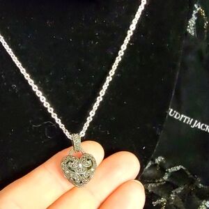 Judith Jack Necklace Sterling Marcasite Heart Pendant